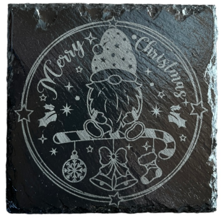 Schiefer Untersetzer 10 x 10 cm "MERRY CHRISTMAS"