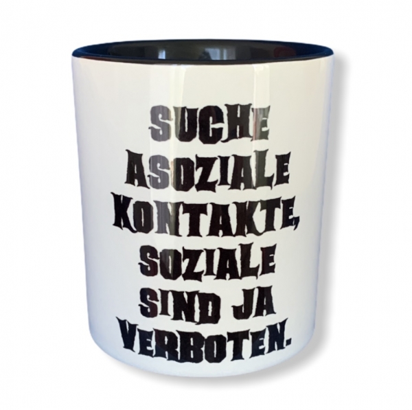 SUCHE ASOZIALE KONTAKTE Weiß/Schwarz Tasse