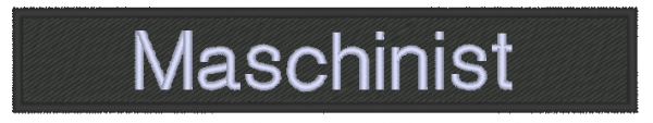 Maschinist Klettschild 12 x 2 cm Schwarz