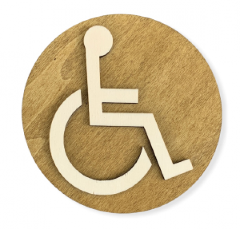 Rollstuhl WC Schild aus Holz