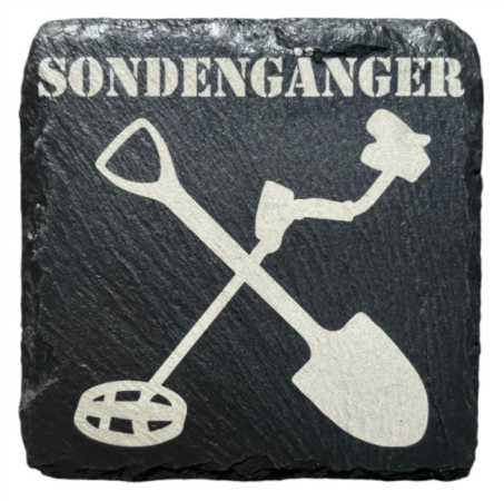 Schiefer Untersetzer 10 x 10 cm "Sondengänger"