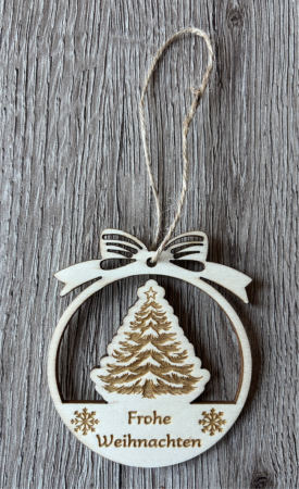 Tannenbaum aus Holz Frohe Weihnachten
