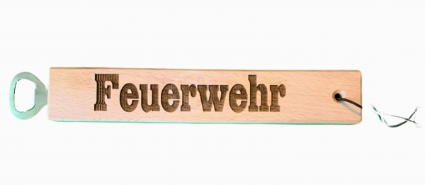 Feuerwehr Flaschenöffner mit Lederriemen