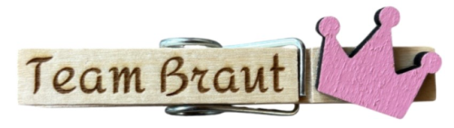 "Team Braut" mit Krone Trachten/Klammer