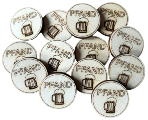 Pfandmarke/Wertmarke aus Holz (Bier)