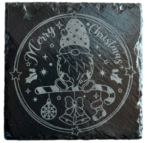 Schiefer Untersetzer 10 x 10 cm "MERRY CHRISTMAS"
