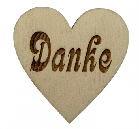 Danke Herz aus Holz 5 x 5 cm
