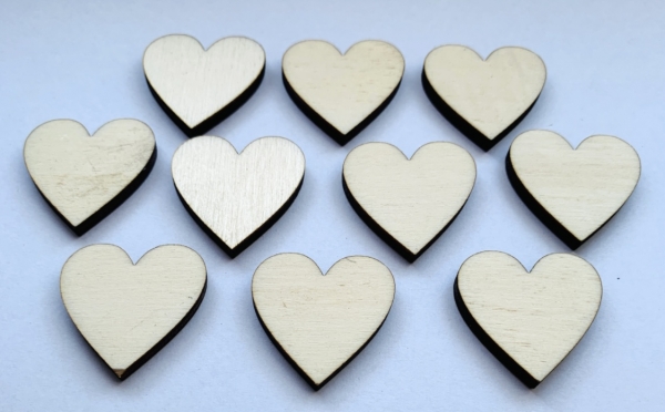 2,5 cm Herz aus Holz 10 Stück
