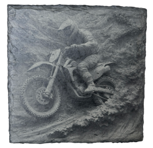 Schiefer Untersetzer 10 x 10 cm "Motocross"