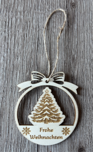 Tannenbaum aus Holz Frohe Weihnachten
