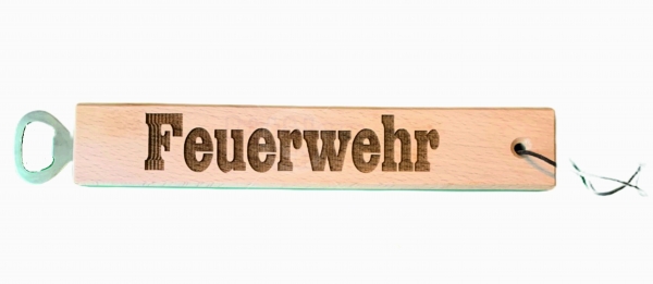 Feuerwehr Flaschenöffner mit Lederriemen