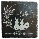 Schiefer Untersetzer 10 x 10 cm "Frohe Ostern"
